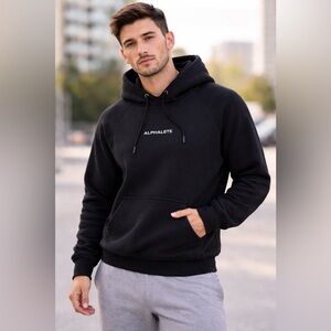 Alphalete Black Hoodie Small Athletic Pullover Gym Sweatshirt Athleisure Logo
